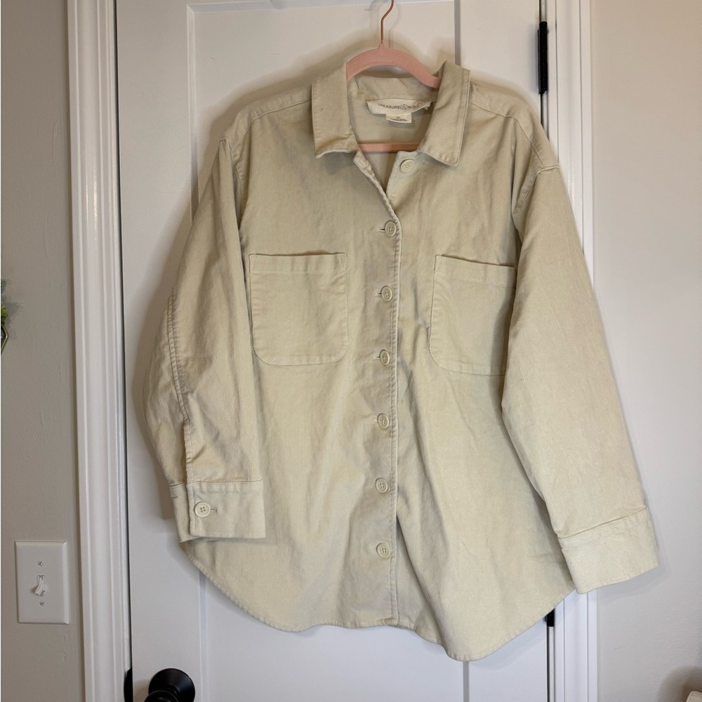 Treasure & Bond Ivory Corduroy Shacket